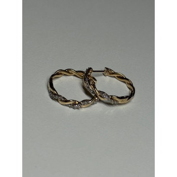 10K YELLOW GOLD  DIAMONDS 0.3 CARAT EARRINGS LENGTH 18 mm