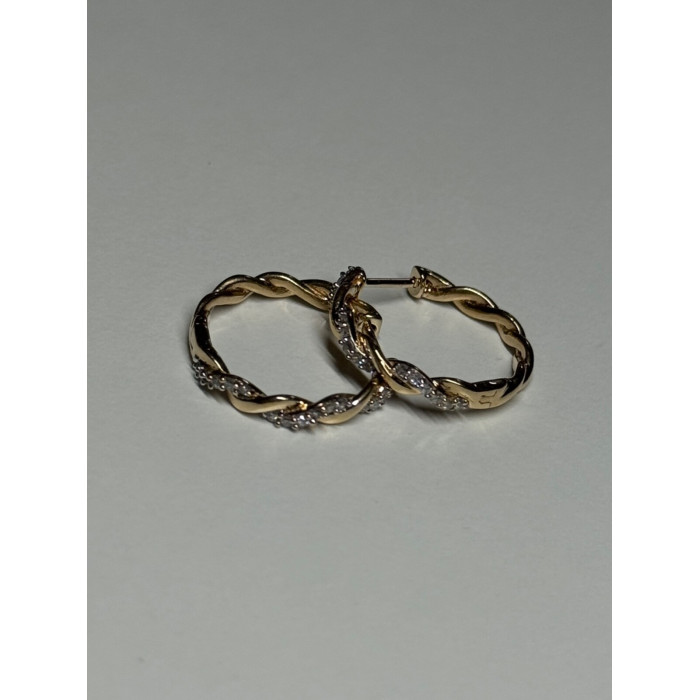 10K YELLOW GOLD  DIAMONDS 0.3 CARAT EARRINGS LENGTH 18 mm