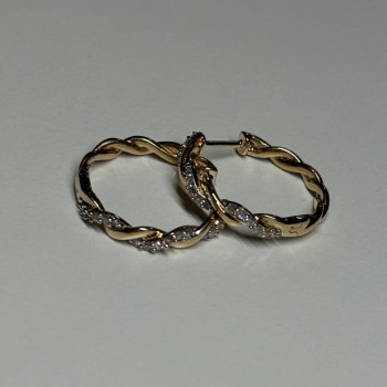 10K Yellow Gold Diamonds 0.3 Carat Earrings Length 18 mm