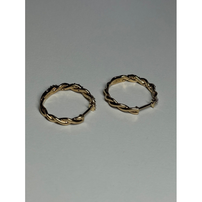 10K YELLOW GOLD  DIAMONDS 0.3 CARAT EARRINGS LENGTH 18 mm