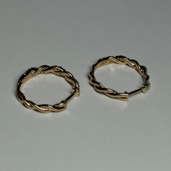 10K Yellow Gold Diamonds 0.3 Carat Earrings Length 18 mm