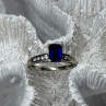 14K White Gold Sapphire & Diamonds Ring Size 5.5