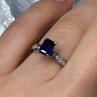 14K White Gold Sapphire & Diamonds Ring Size 5.5