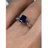 14K WHITE GOLD SAPPHIRE & DIAMONDS RING SIZE 5.5