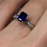 14K White Gold Sapphire & Diamonds Ring Size 5.5