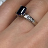 14K White Gold Sapphire & Diamonds Ring Size 5.5