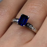 14K White Gold Sapphire & Diamonds Ring Size 5.5