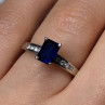 14K White Gold Sapphire & Diamonds Ring Size 5.5