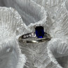 14K White Gold Sapphire & Diamonds Ring Size 5.5