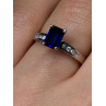 14K WHITE GOLD SAPPHIRE & DIAMONDS RING SIZE 5.5