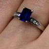 14K White Gold Sapphire & Diamonds Ring Size 5.5