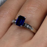 14K White Gold Sapphire & Diamonds Ring Size 5.5