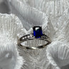 14K White Gold Sapphire & Diamonds Ring Size 5.5