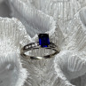 14K White Gold Sapphire & Diamonds Ring Size 5.5