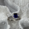 14K White Gold Sapphire & Diamonds Ring Size 5.5