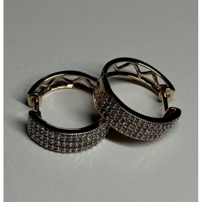 10K YELLOW GOLD  DIAMONDS 0.9 CARAT EARRINGS LENGTH 18 mm