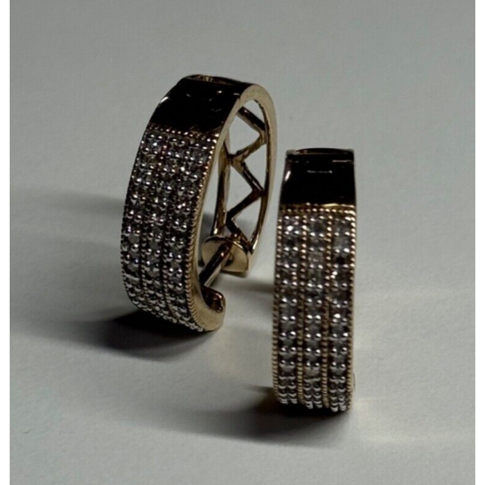 10K YELLOW GOLD  DIAMONDS 0.9 CARAT EARRINGS LENGTH 18 mm