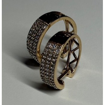 10K YELLOW GOLD  DIAMONDS 0.9 CARAT EARRINGS LENGTH 18 mm