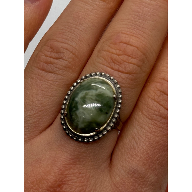 925 Sterling Silver Agate Ring Size 7