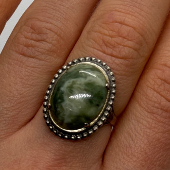 925 Sterling Silver Agate Ring Size 7