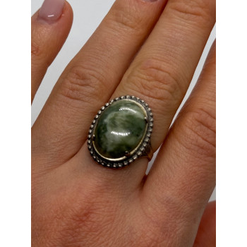 925 Sterling Silver Agate Ring Size 7