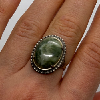 925 Sterling Silver Agate Ring Size 7