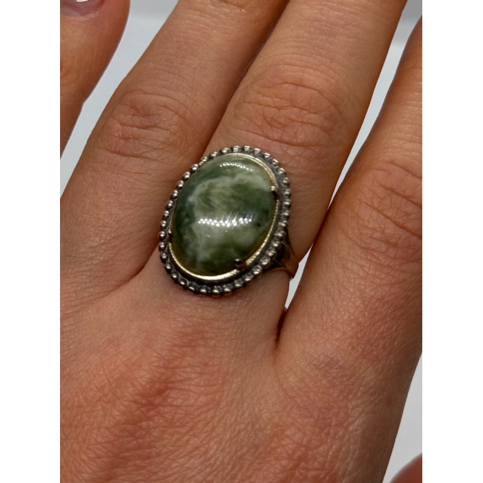 925 Sterling Silver Agate Ring Size 7