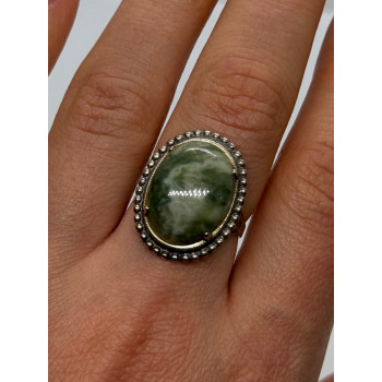 925 Sterling Silver Agate Ring Size 7