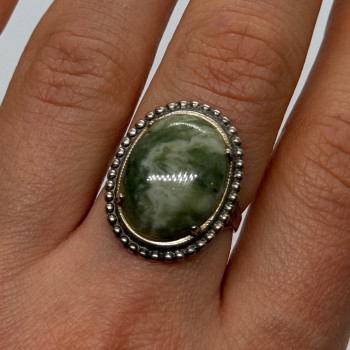 925 Sterling Silver Agate Ring Size 7