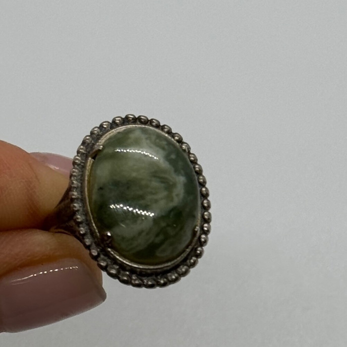 925 Sterling Silver Agate Ring Size 7