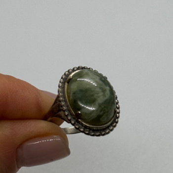 925 Sterling Silver Agate Ring Size 7