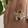 925 Sterling Silver Gold Plated Garnet & Alexandrite Ring Size 8.5