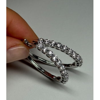 10K WHITE GOLD  DIAMONDS 0.9 CARAT EARRINGS LENGTH 34 mm