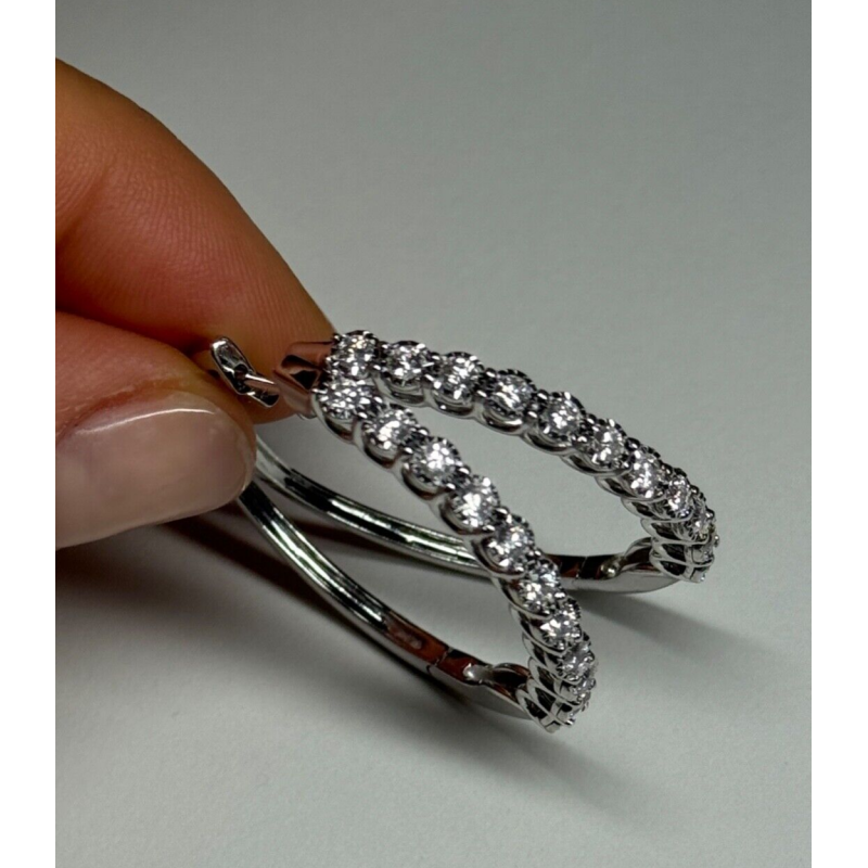 10K WHITE GOLD  DIAMONDS 0.9 CARAT EARRINGS LENGTH 34 mm