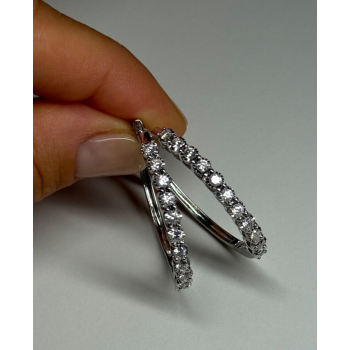 10K WHITE GOLD  DIAMONDS 0.9 CARAT EARRINGS LENGTH 34 mm