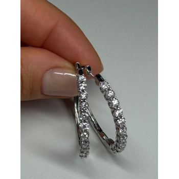 10K WHITE GOLD  DIAMONDS 0.9 CARAT EARRINGS LENGTH 34 mm