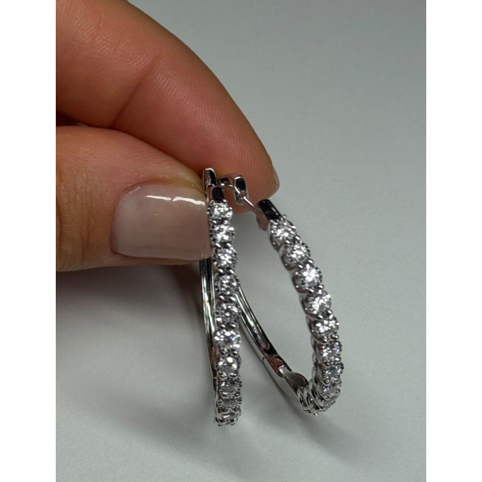 10K WHITE GOLD  DIAMONDS 0.9 CARAT EARRINGS LENGTH 34 mm