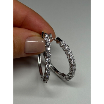 10K WHITE GOLD  DIAMONDS 0.9 CARAT EARRINGS LENGTH 34 mm