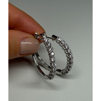 10K WHITE GOLD  DIAMONDS 0.9 CARAT EARRINGS LENGTH 34 mm