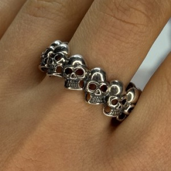 925 Sterling Silver Skull Custom Ring Size 14