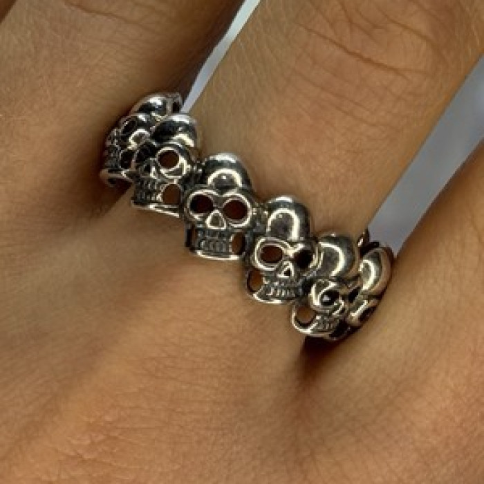 925 Sterling Silver Skull Custom Ring Size 14