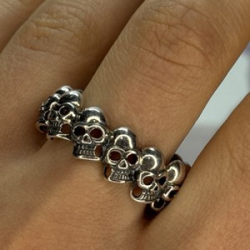 925 Sterling Silver Skull Custom Ring Size 14