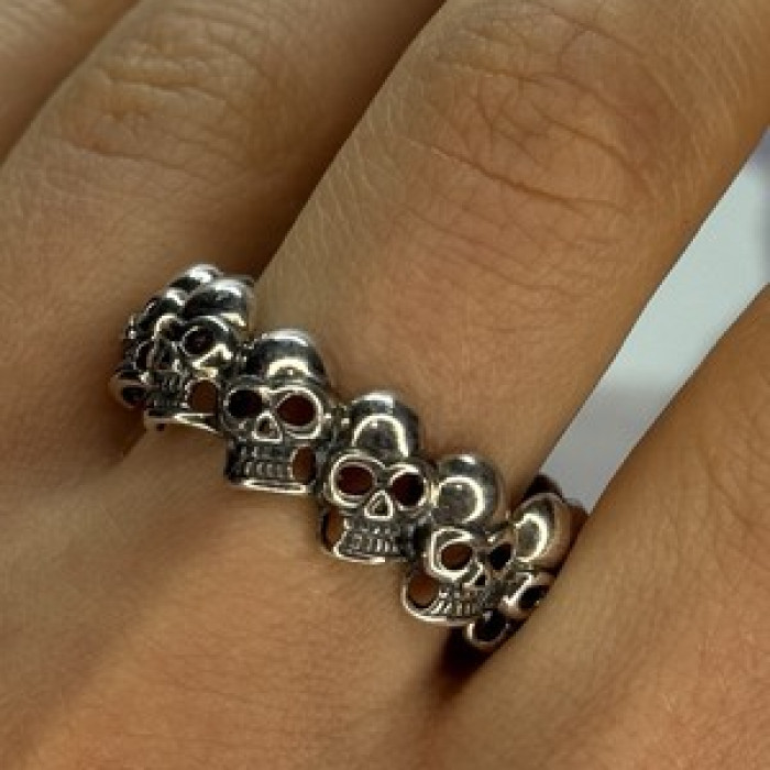 925 Sterling Silver Skull Custom Ring Size 14