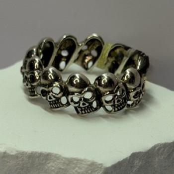 925 Sterling Silver Skull Custom Ring Size 14