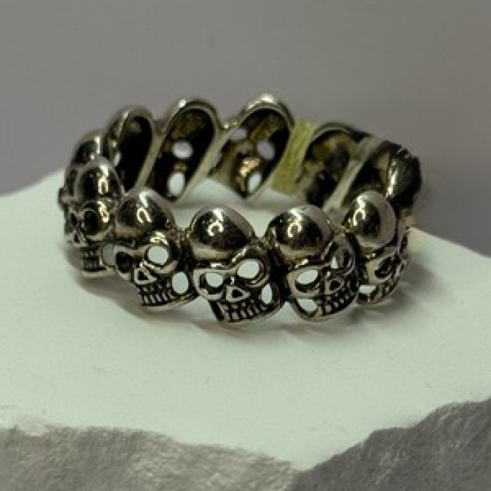 925 Sterling Silver Skull Custom Ring Size 14