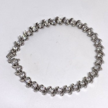 925 Sterling Silver CZ Bracelet 7.7 in