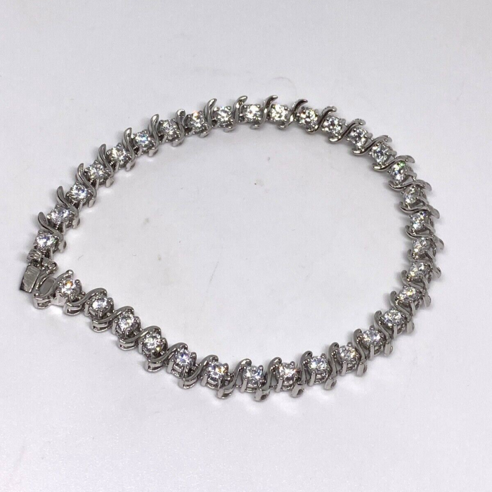 925 Sterling Silver CZ Bracelet 7.7 in