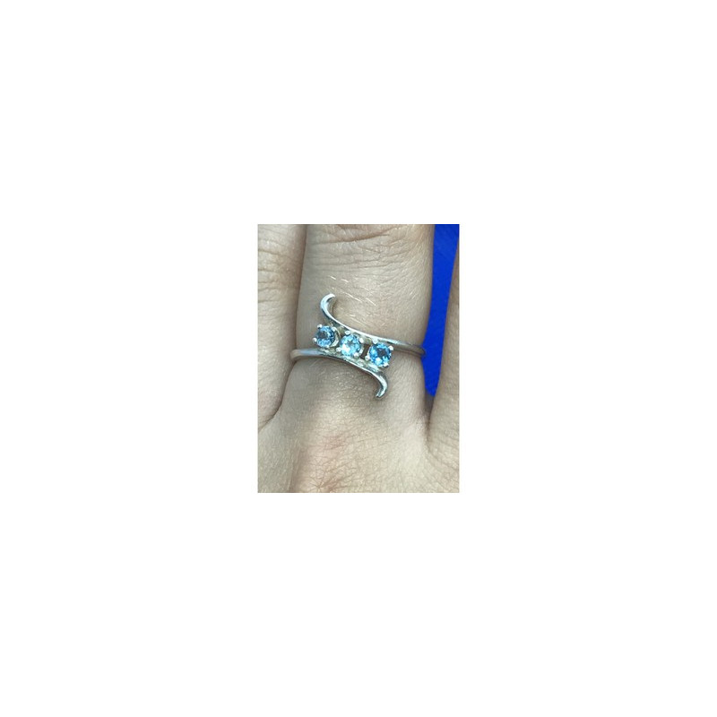 925 Sterling Silver Blue Spinel Ring Size 8