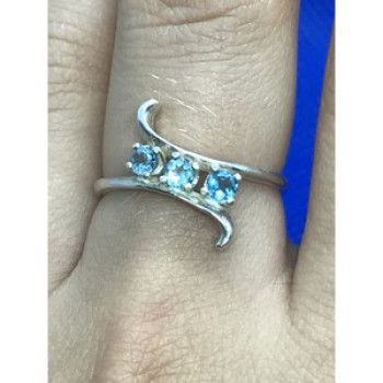 925 Sterling Silver Blue Spinel Ring Size 8