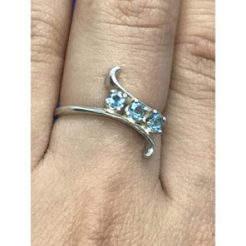 925 Sterling Silver Blue Spinel Ring Size 8